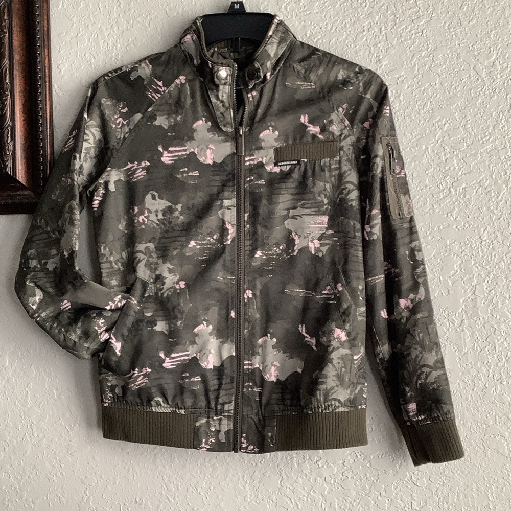 Members Only Kids Camouflage Jacket - Olive and Light Pink